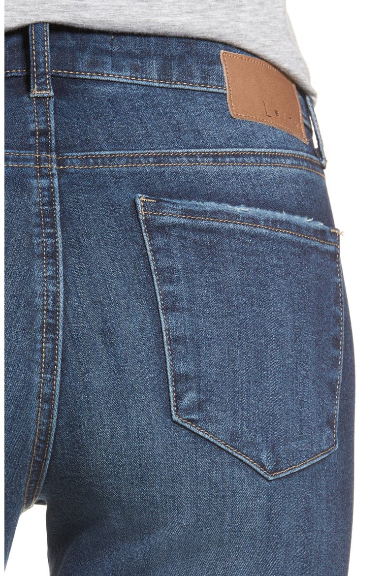 Diagonal Ripped Step Skinny Jeans, Alternate, color, DARK WASH