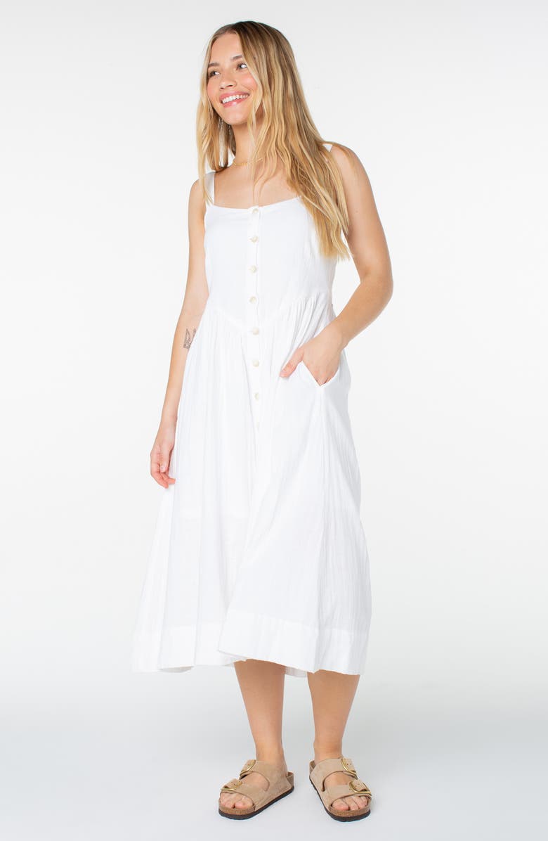 Roxy Brisa Cotton Midi Dress, Alternate, color, Snow White Solid