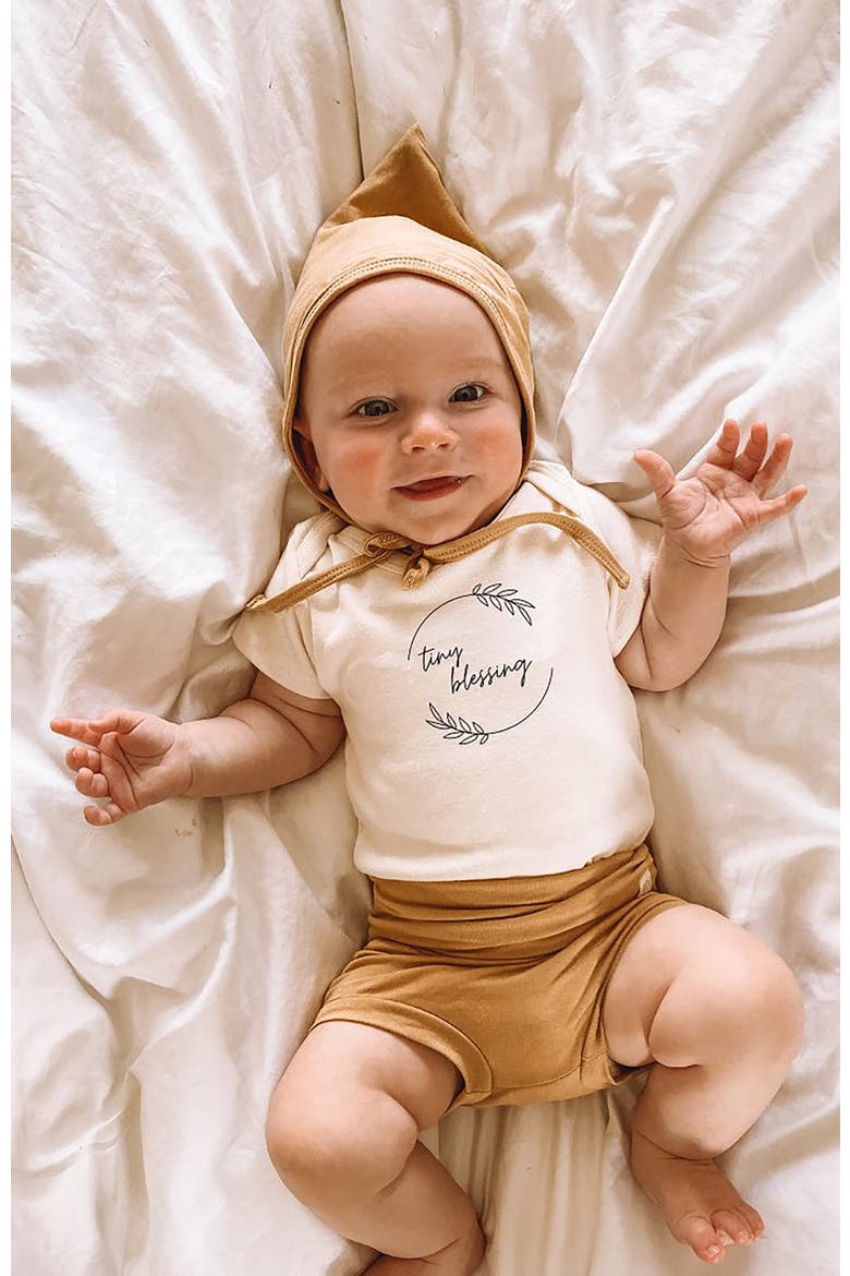 Tiny Blessing Organic Baby Bodysuit, Alternate, color, Natural Black Lettering