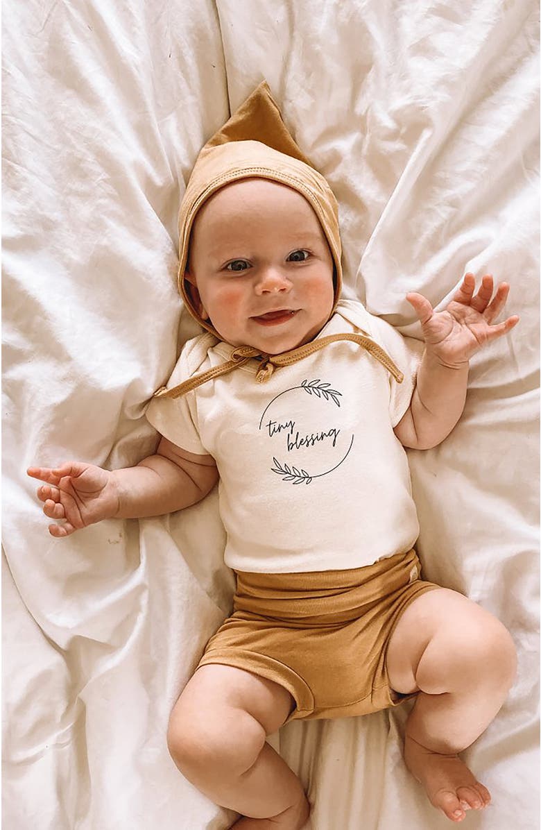 Tenth & Pine Tiny Blessing Organic Baby Bodysuit, Alternate, color, Natural Black Lettering