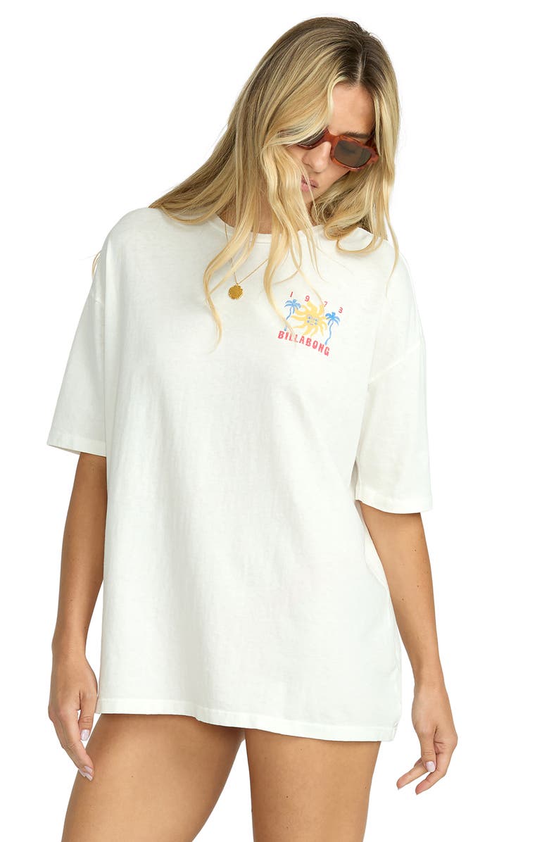 Billabong Hot Haze Oversize Cotton Graphic T-Shirt, Alternate, color, Salt Crystal