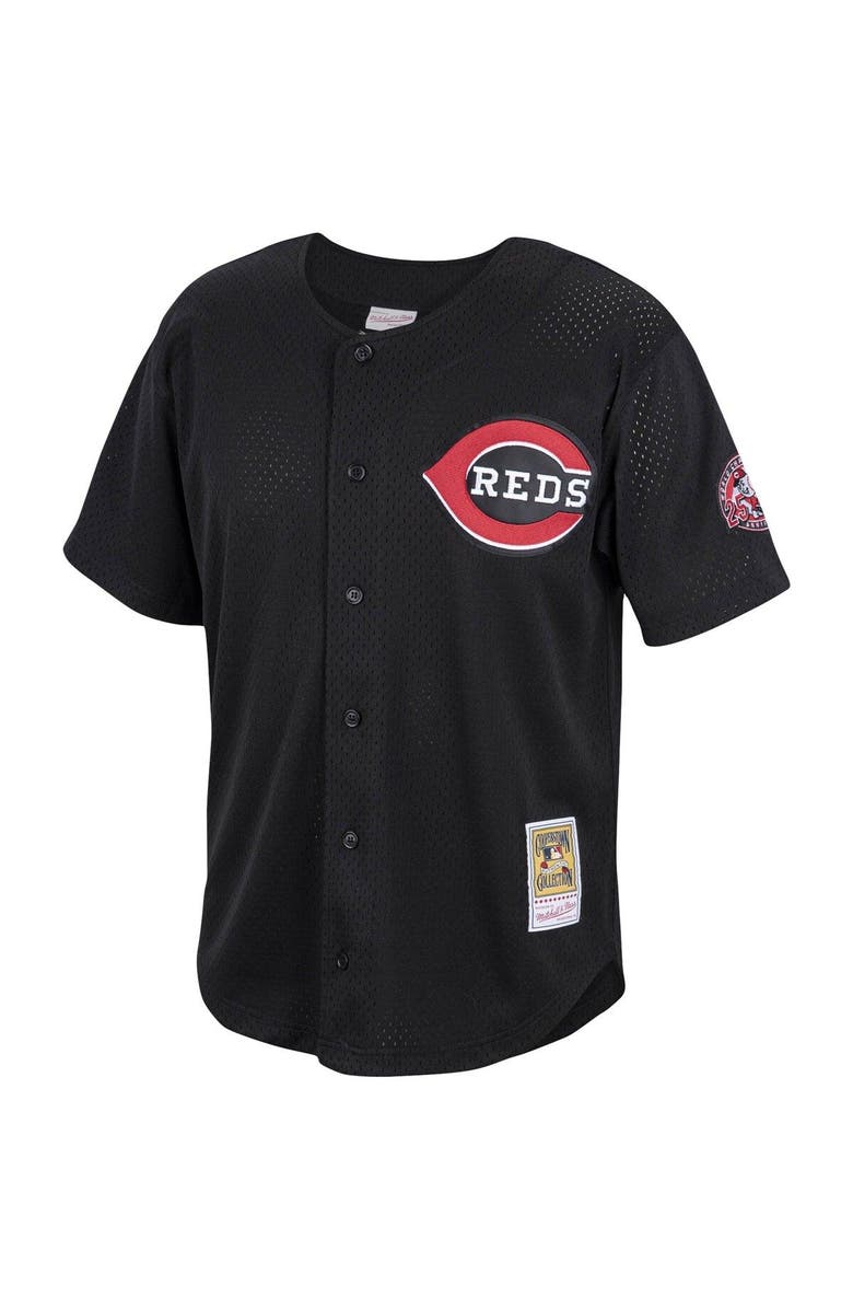 Mitchell & Ness Men's Mitchell & Ness Ken Griffey Jr. Black Cincinnati Reds Cooperstown Collection Mesh Batting Practice Button-Up Jersey, Alternate, color, Black