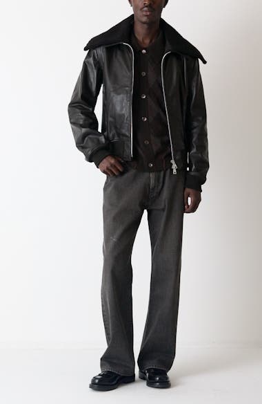 OUR LEGACY Pharos Leather Bomber Jacket with Removable OUR LEGACY Pharos Leather Bomber Jacket with Removable