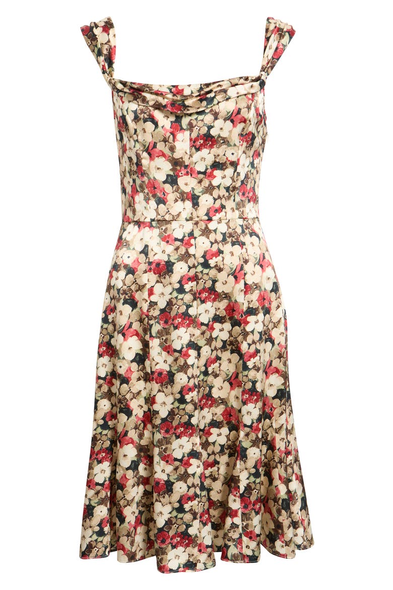 Donielle Cowl Neck Silk Dress, Alternate, color, WILDFLOWER BRAMBLE