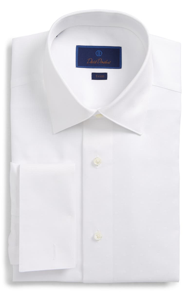 David Donahue Trim Fit Tuxedo Shirt, Main, color, 