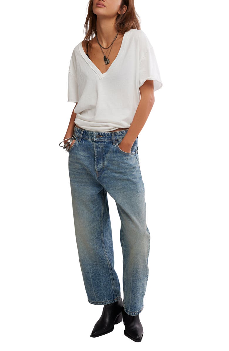 Free People Deep Trance Low Rise Barrel Leg Jeans, Alternate, color, From Beyond