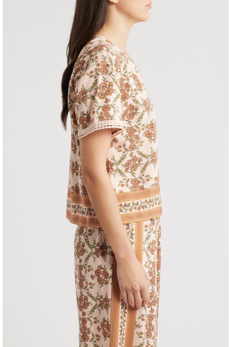 Floral Woven Top, Alternate, color, PUMICE/ TERRA