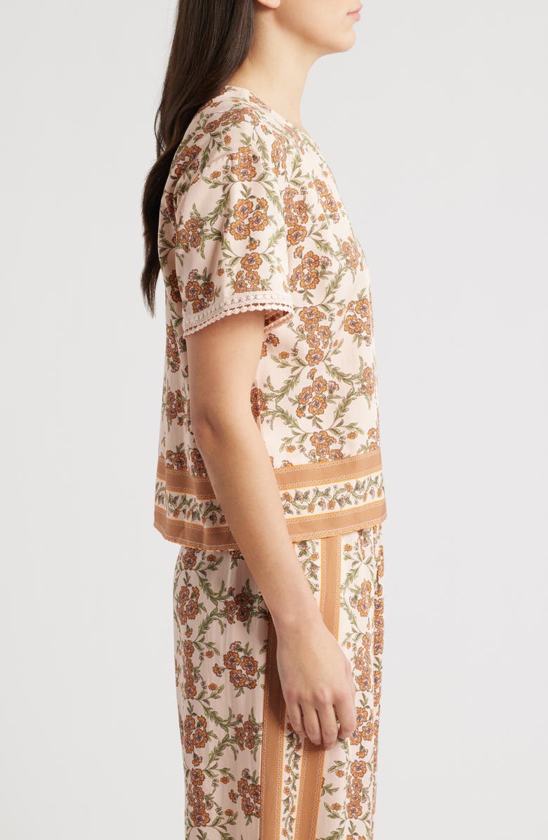 CITY BLUES Floral Woven Top, Alternate, color, Pumice/ Terra