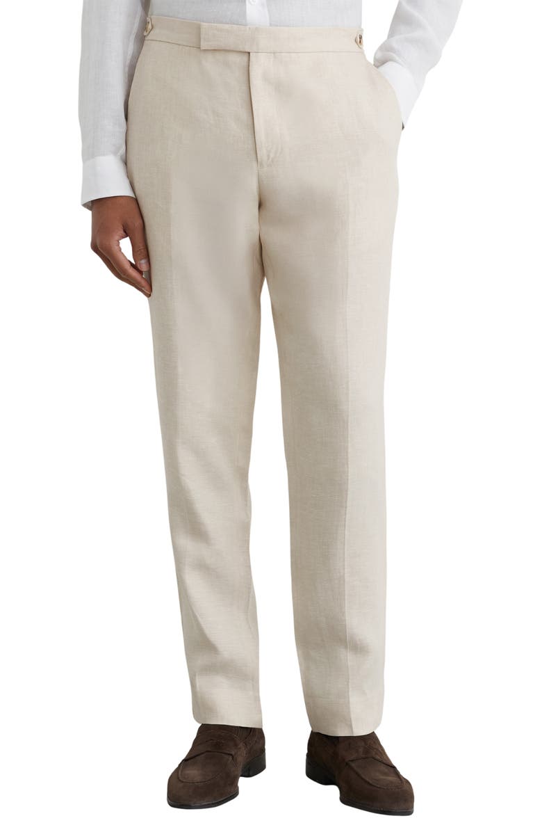 Reiss Atlantic Tailored Fit Linen Pants, Main, color, Stone