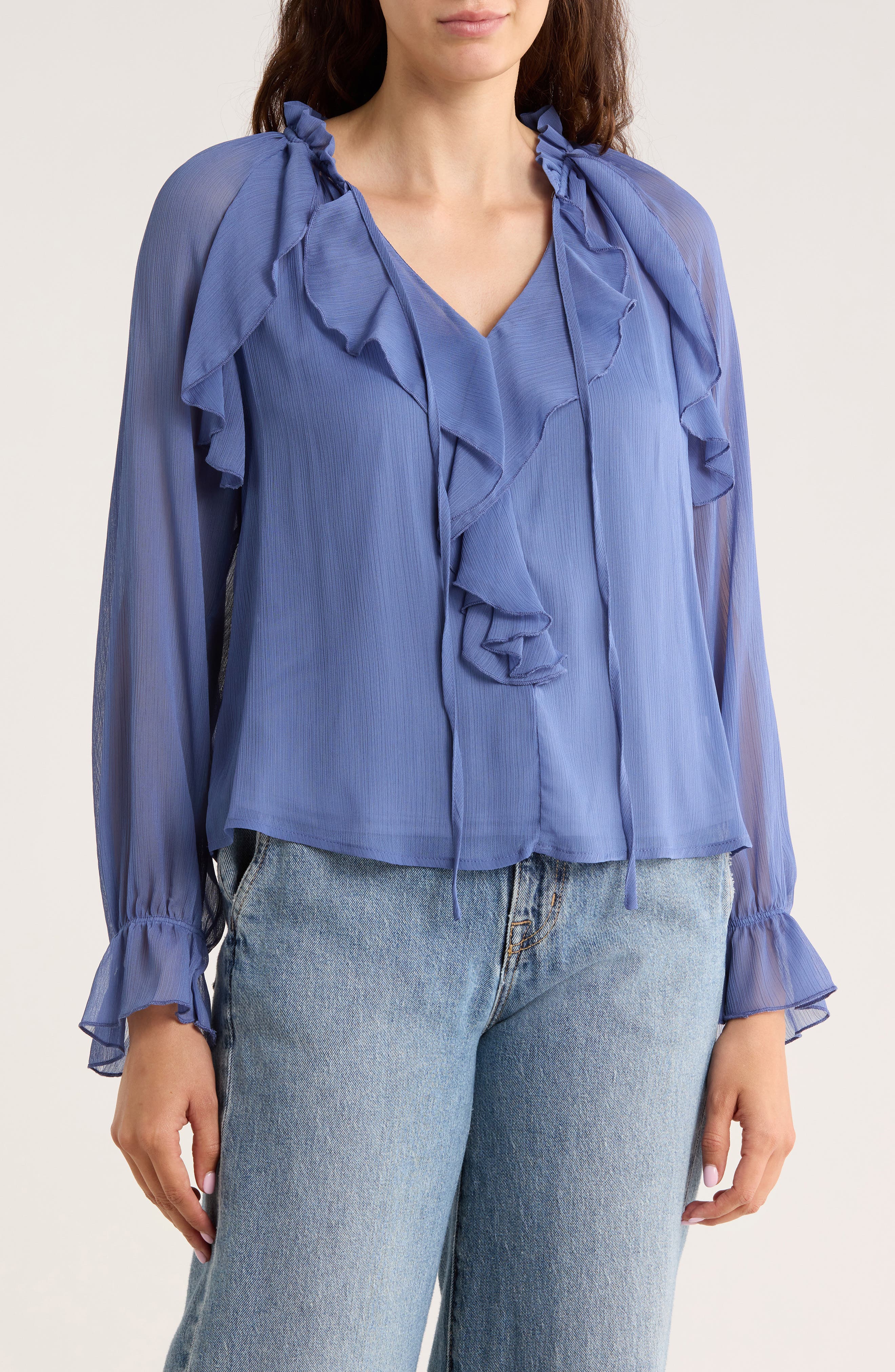 MELLODAY Ruffle Long Sleeve Top