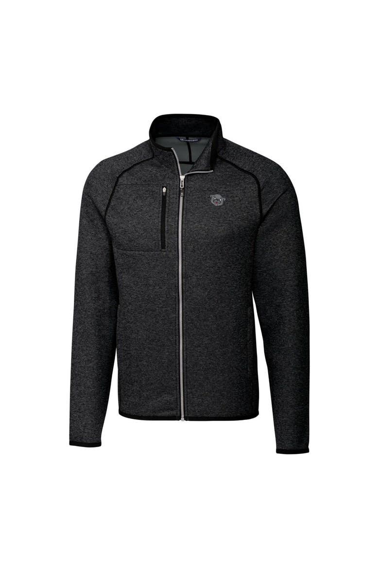 Men's Cutter & Buck Heather Charcoal Cincinnati Bearcats Mainsail Sweater-Knit Full-Zip Jacket, Alternate, color, Heather Charcoal
