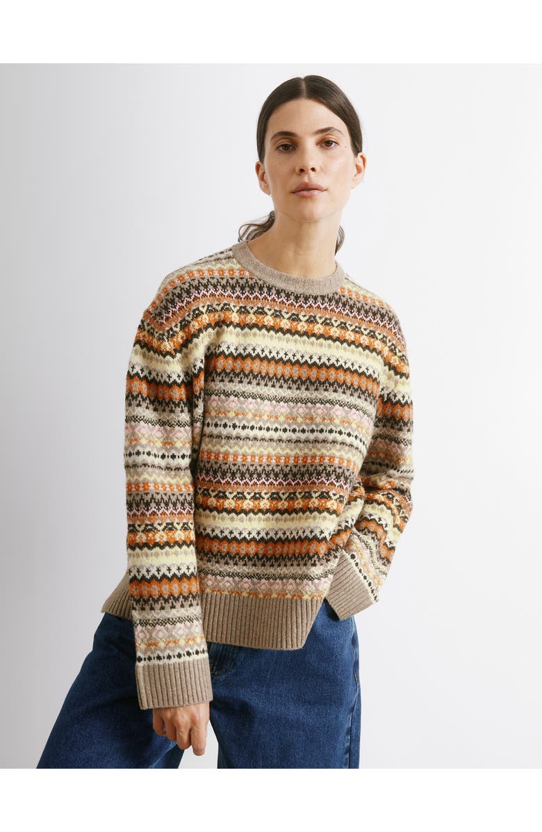 Albaray Fair Isle Long Sleeve Crew Neck Sweater, Main, color, Neutral