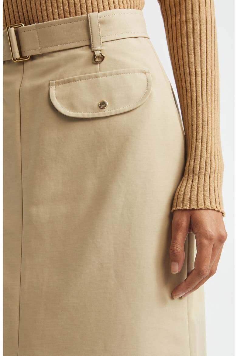 Belted Cotton Skirt, Alternate, color, BEIGE