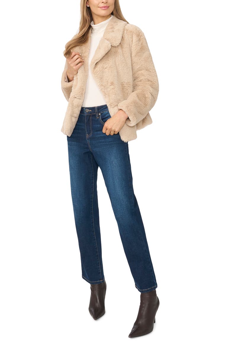Double Breasted Faux Fur Peacoat, Alternate, color, STONE