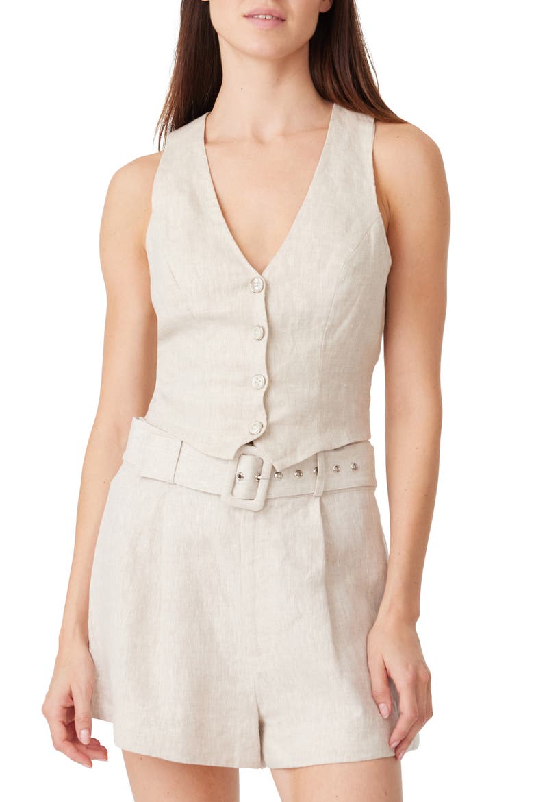 Linen Blend Vest, Main, color, OATMEAL