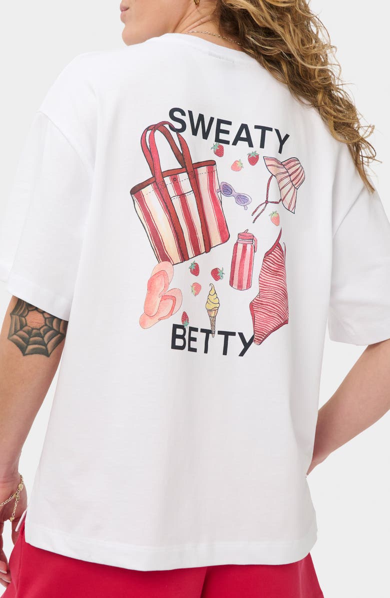 Sweaty Betty Holiday Graphic T-Shirt, Alternate, color, White Equipment Print