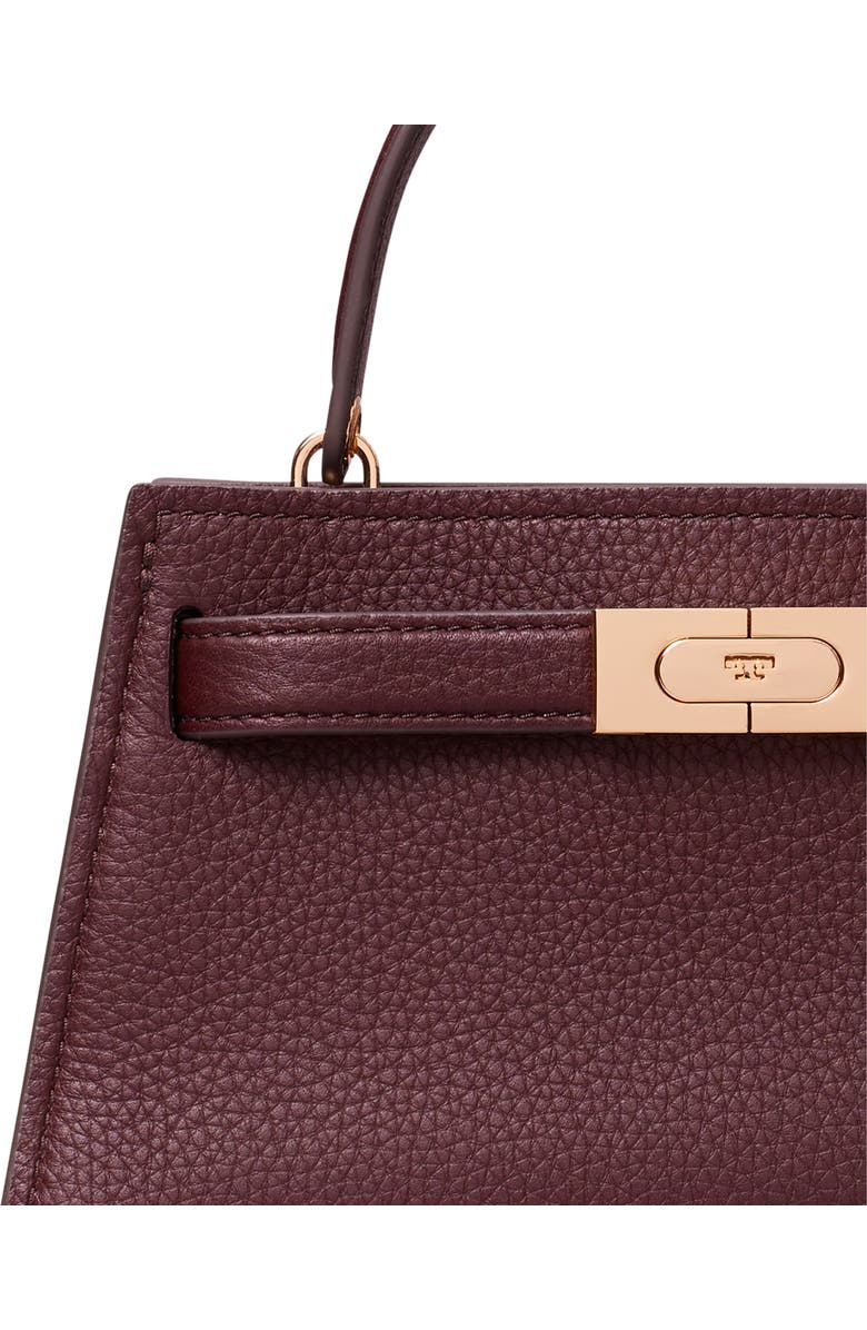 Tory Burch Mini Lee Radziwill Pebble Leather Satchel, Alternate, color, Dark Carmine