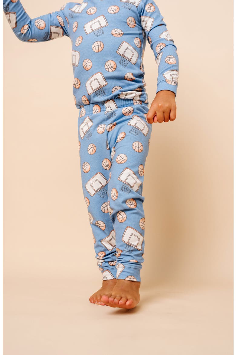Dunk Fitted Two-Piece Pajamas, Alternate, color, BLUE