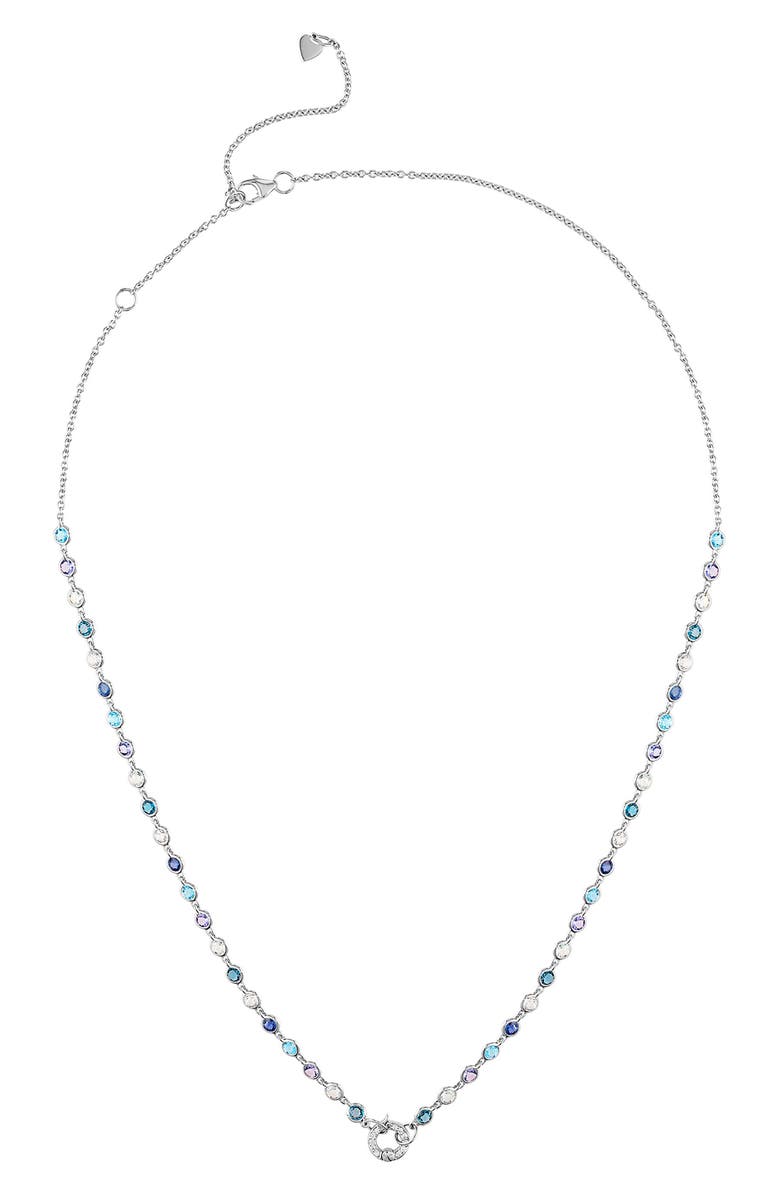 EDEN PRESLEY Shades of Blue Sapphire Open Pendant Necklace, Main, color, White Gold