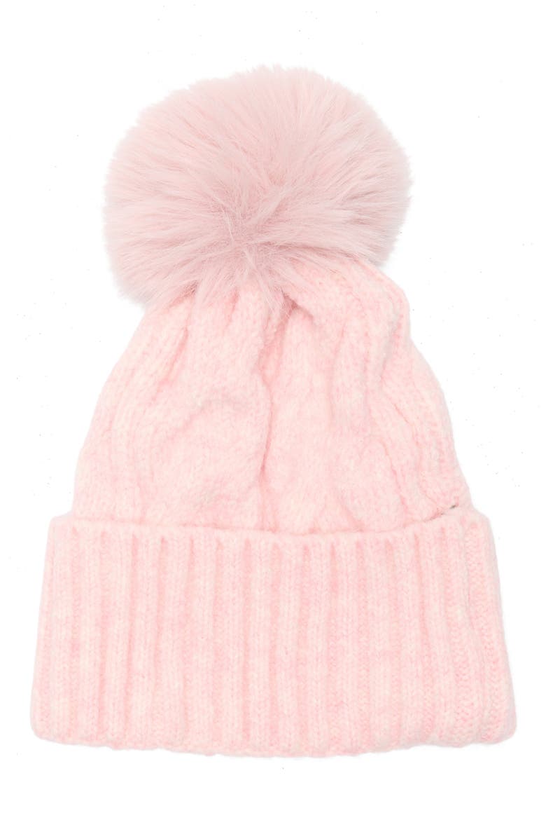 Faux Fur Pompom Beanie, Alternate, color, LIGHT BLUSH