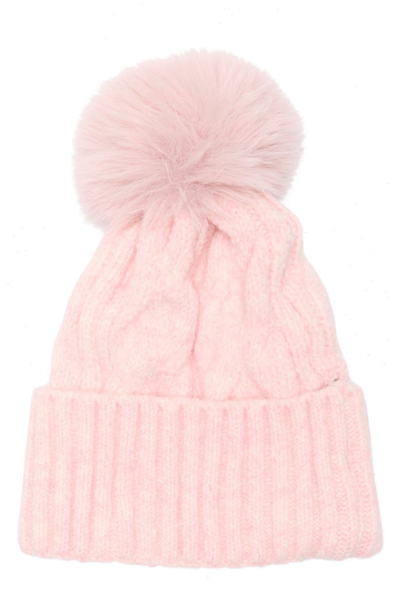 Melrose and Market Faux Fur Pompom Beanie, Alternate, color, Light Blush