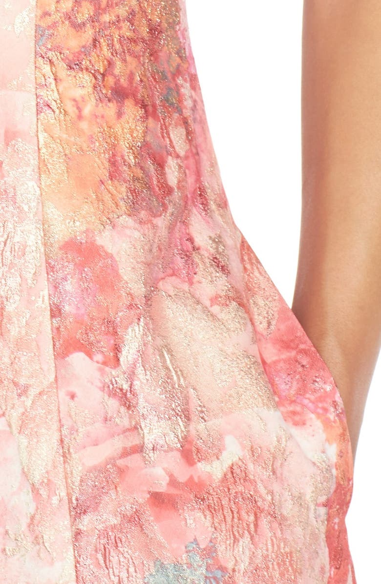 Aidan Mattox Sleeveless Floral Jacquard Gown, Alternate, color, 