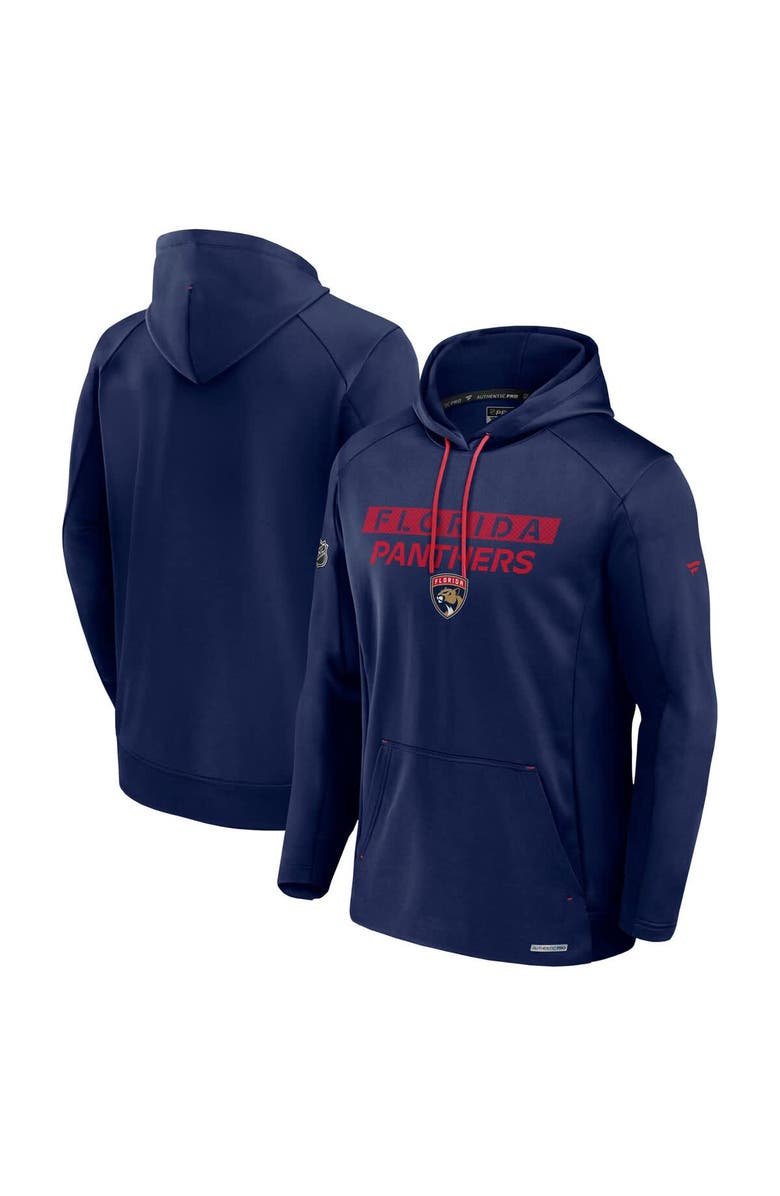 FANATICS Men's Fanatics  Navy Florida Panthers Authentic Pro Rink Fleece Pullover Hoodie, Main, color, 