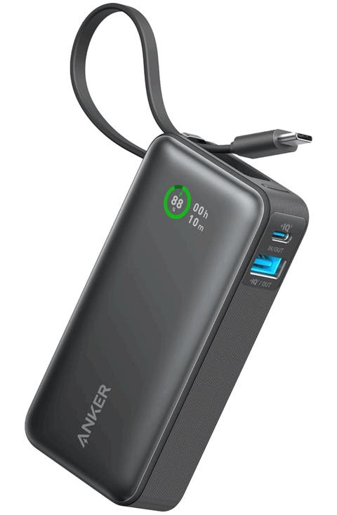 Nano Power Bank 10,000 mAh 30W with Built in USB-C Cable
