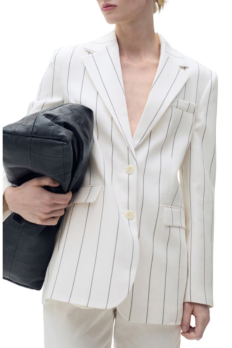Pinstripe Suit Jacket, Main, color, WHITE