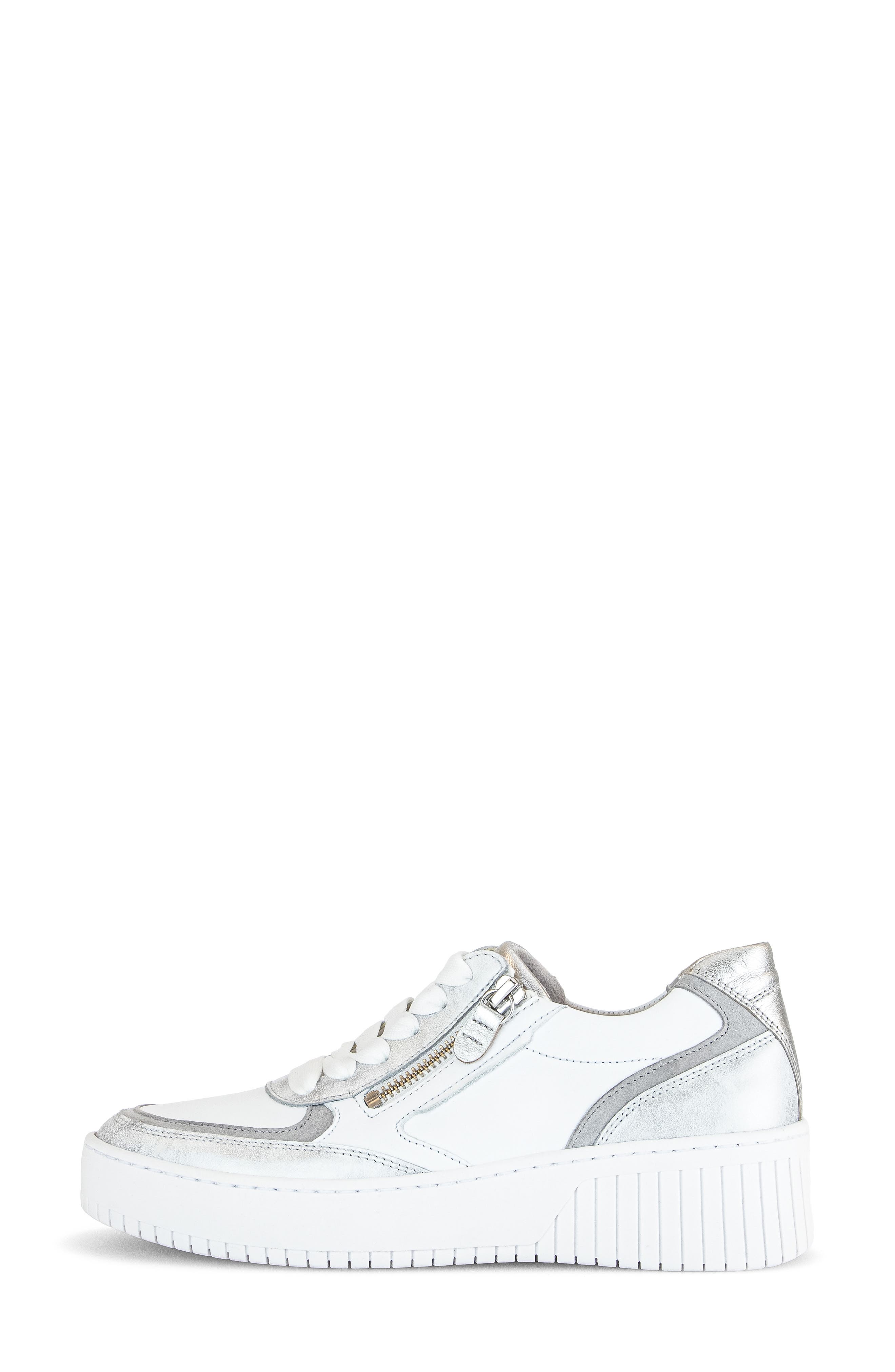 Gabor Lace-Up Platform Sneaker, Alternate, color, White