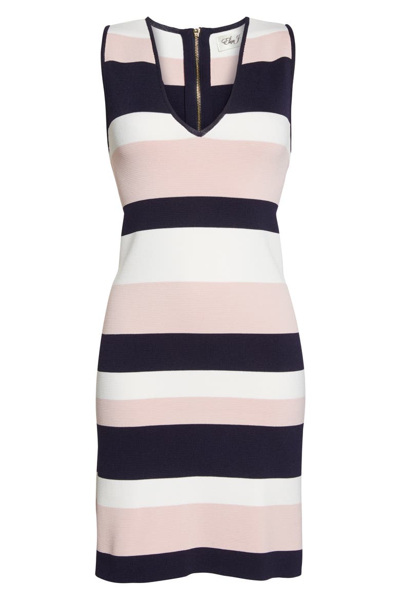 Stripe Sleeveless Sweater Dress, Alternate, color, NAVY