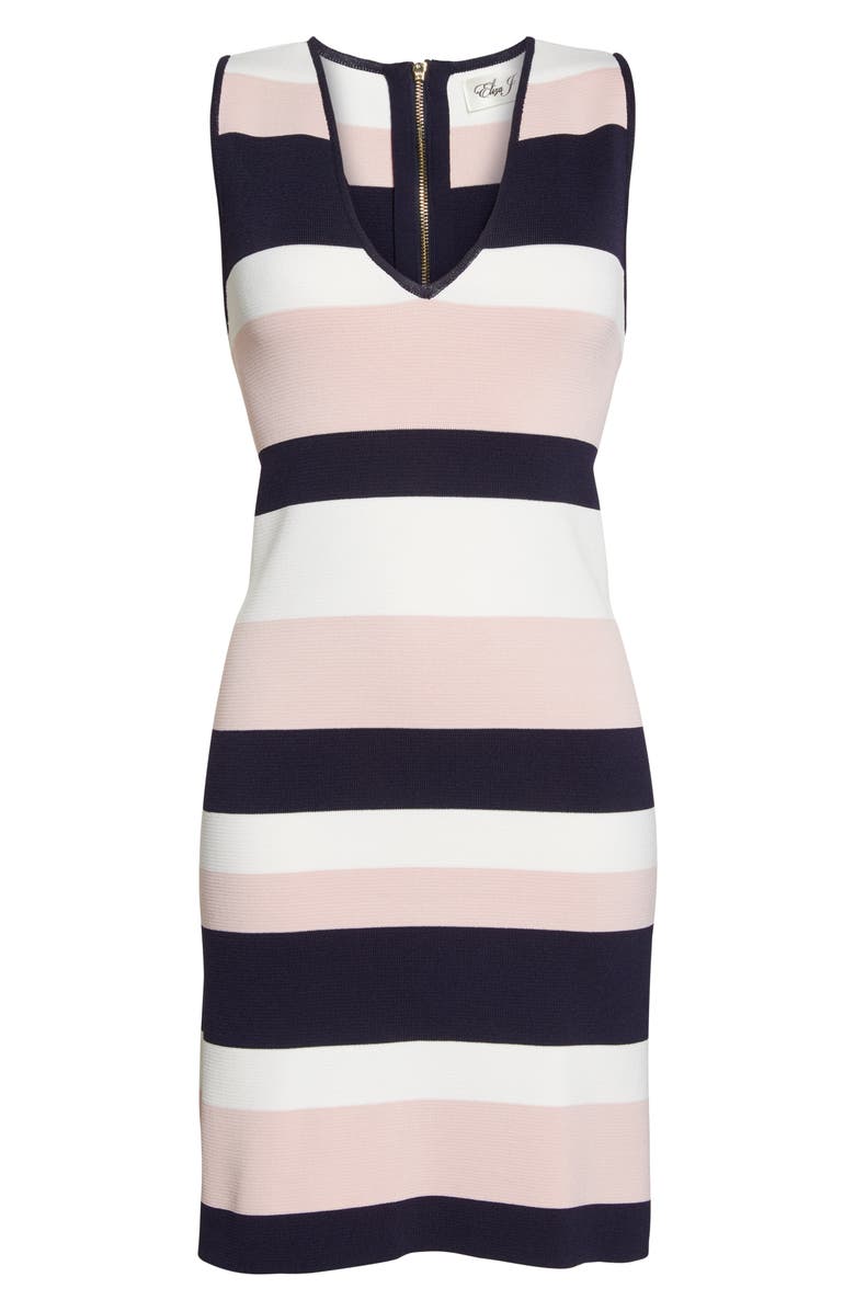 Eliza J Stripe Sleeveless Sweater Dress, Alternate, color, 