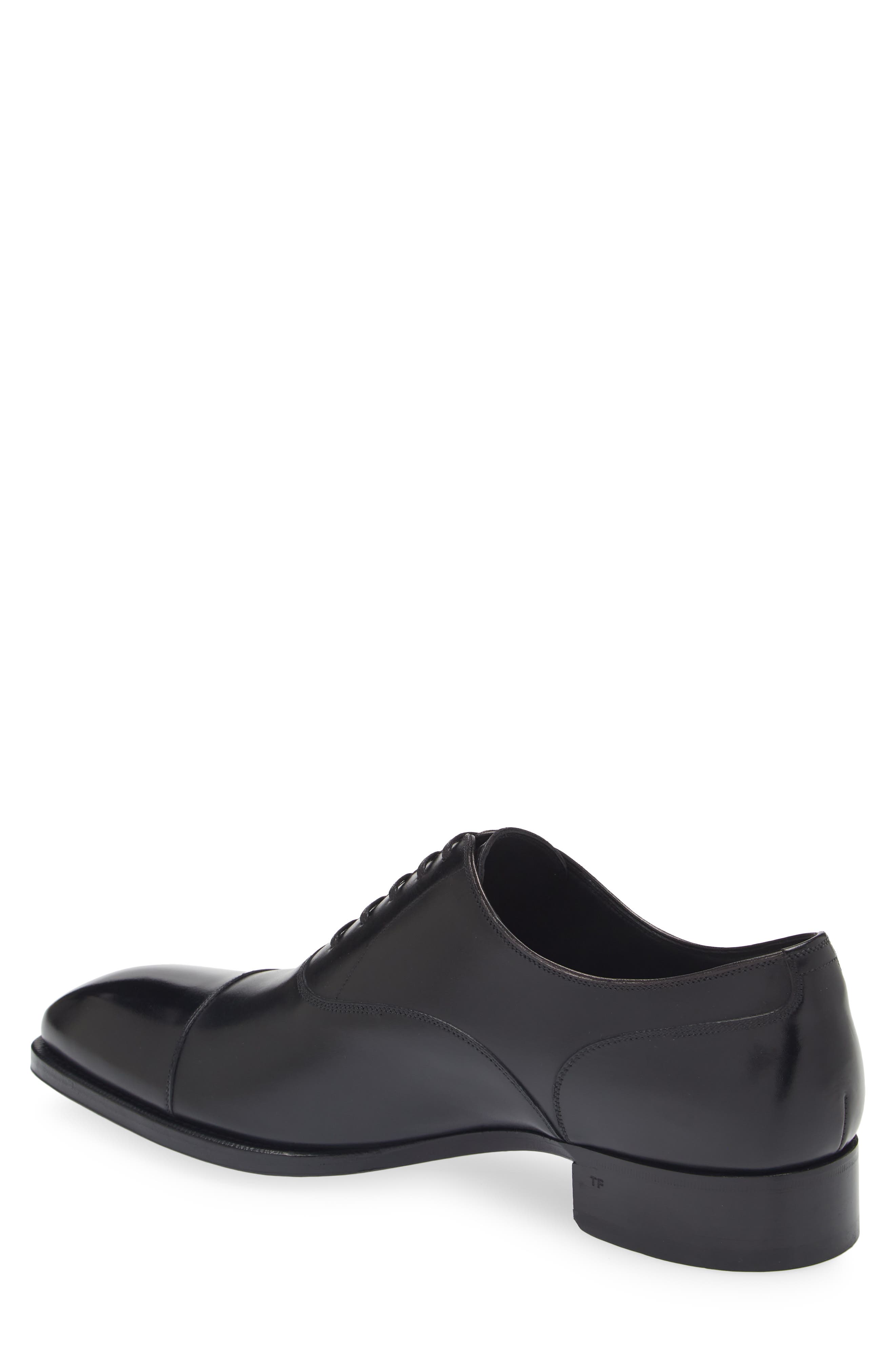 TOM FORD Elkan Burnished Leather Oxford, Alternate, color, 1N001 Black