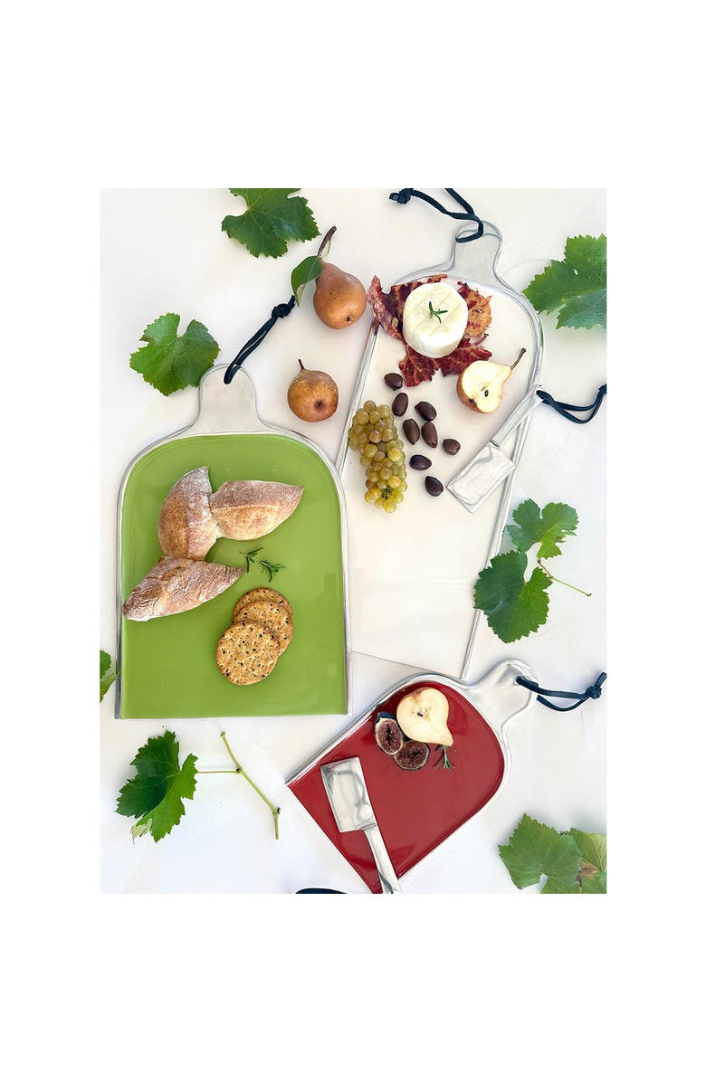 Lunares Cheese Paddle with Knife Set, Alternate, color, Snow