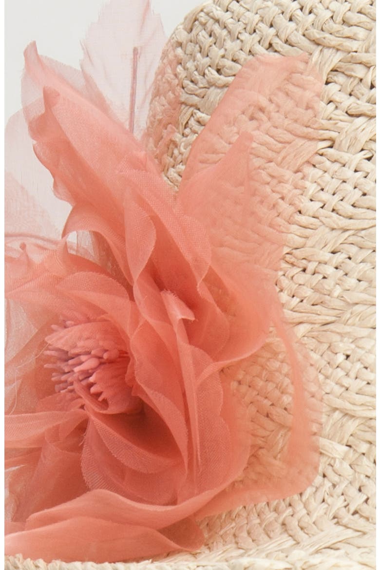 'Garden Party' Fedora, Alternate, color, NATURAL/CORAL