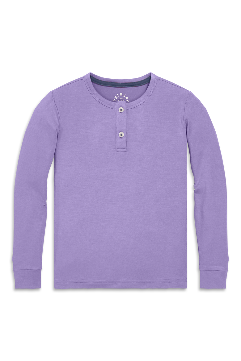 Kids Stretch Modal Long Sleeve Henley Pj Top(Toddler, Little Kid, Big Kid), Main, color, Iris