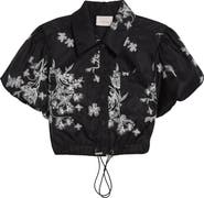 Cinq à Sept Wildflower Whimsy Crop Satin Button-Up Shirt