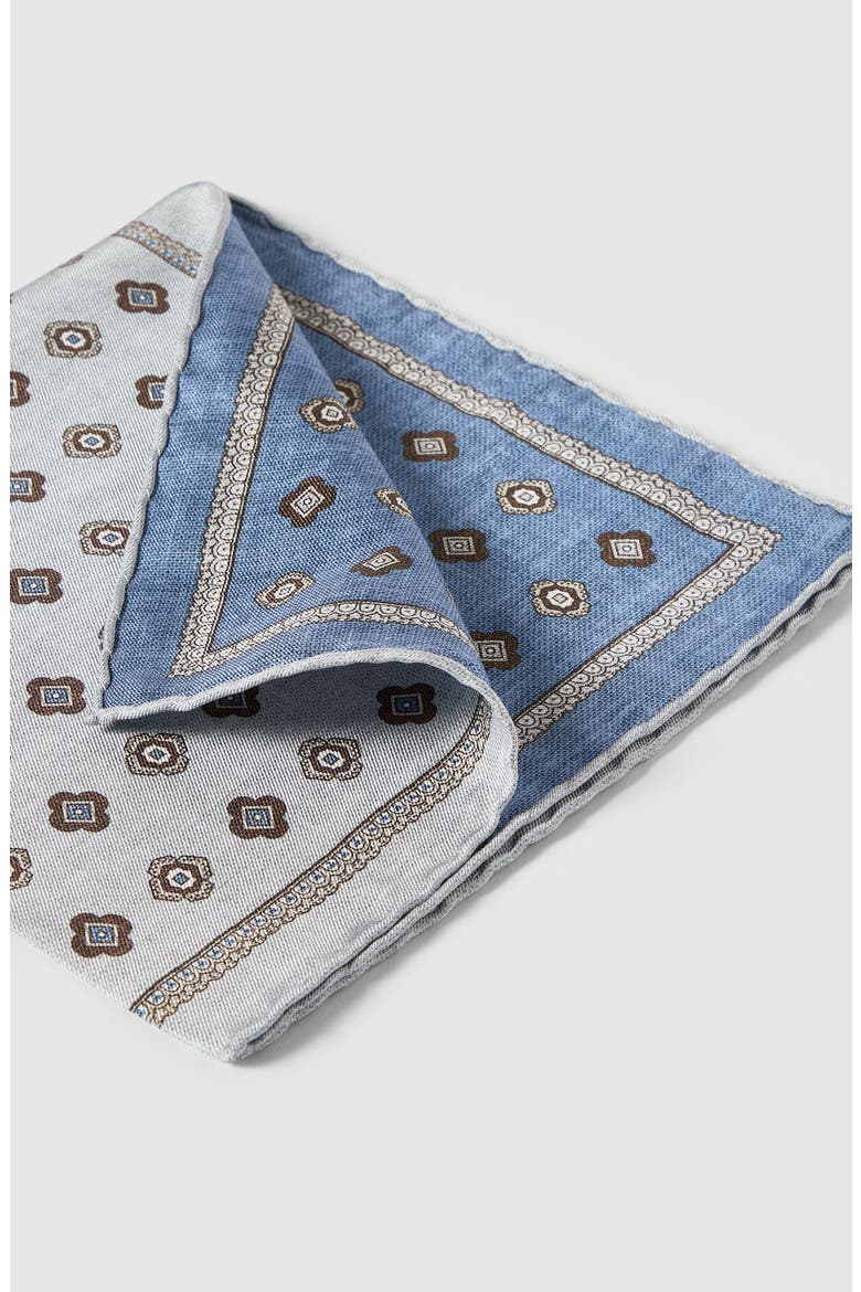 Silk pocket square with medallion design, Alternate, color, Grey