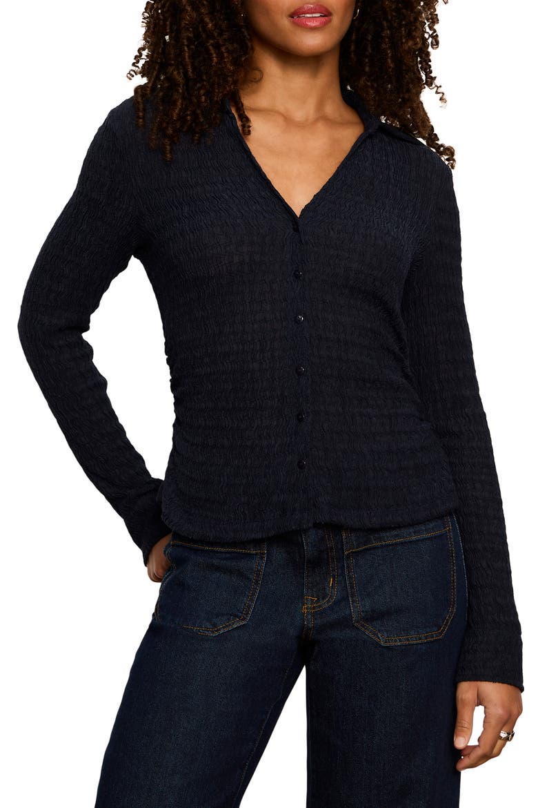 Juno Textured Button-Up Top, Main, color, NAVY BLAZE