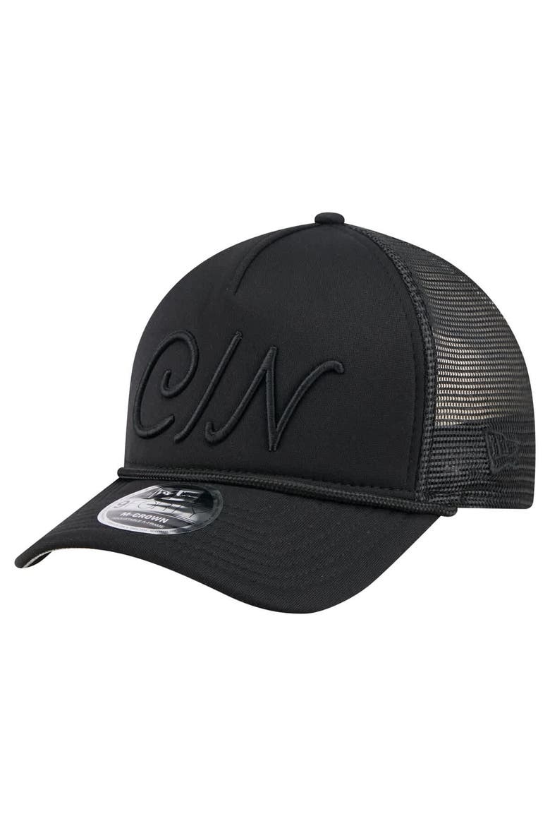 Men's New Era Black Cincinnati Reds City Initial 9FORTY A-Frame M-Crown Adjustable Trucker Hat, Main, color, Black