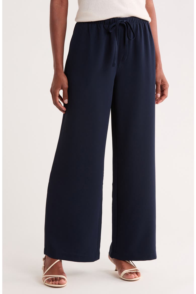Drawstring Wide Leg Pants, Main, color, NAVY