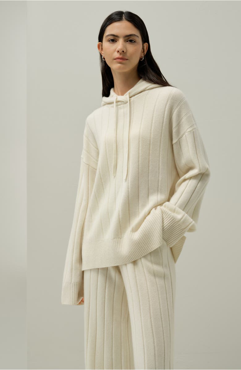 Lilysilk Women's Ribbed Hooded Cashmere Knit Top, Alternate, color, White