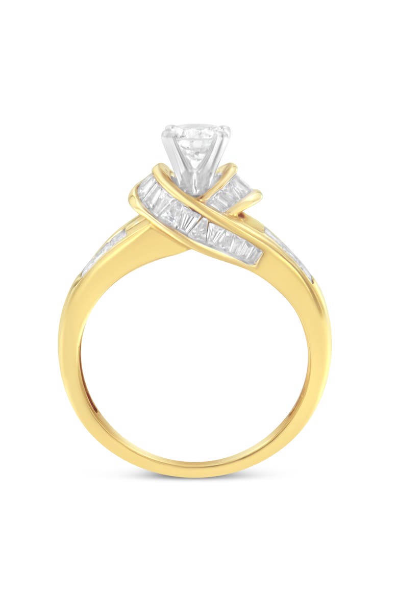 14K Gold 1 1/8Cttw Round Baguette and Princess Cut Diamond Ring, Alternate, color, Yellow Gold