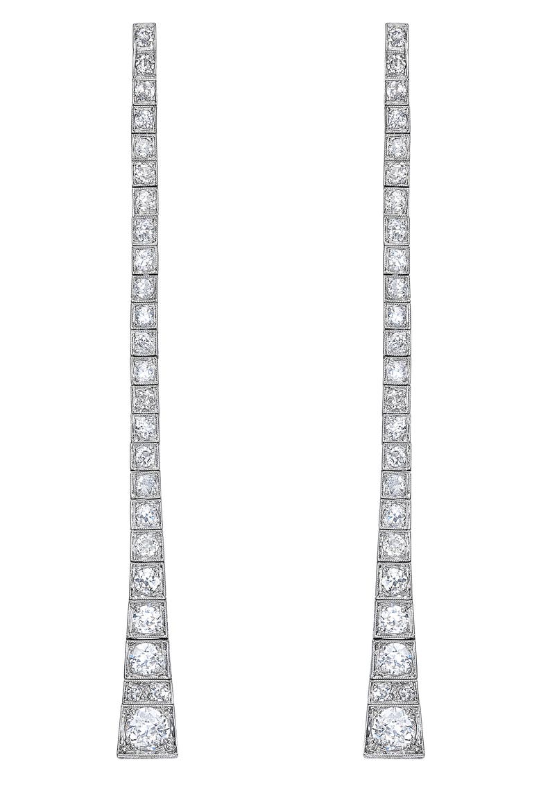 Reconceived Diamond Straight Dangle Linear Drop Earrings, Main, color, PLATINUM/ DIAMOND