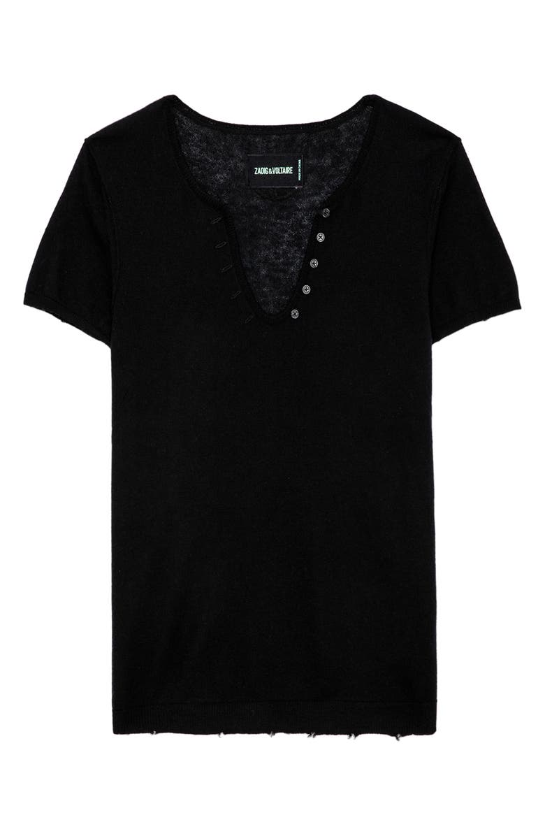 Zadig & Voltaire Celsey Short Sleeve Cashmere Sweater, Alternate, color, 