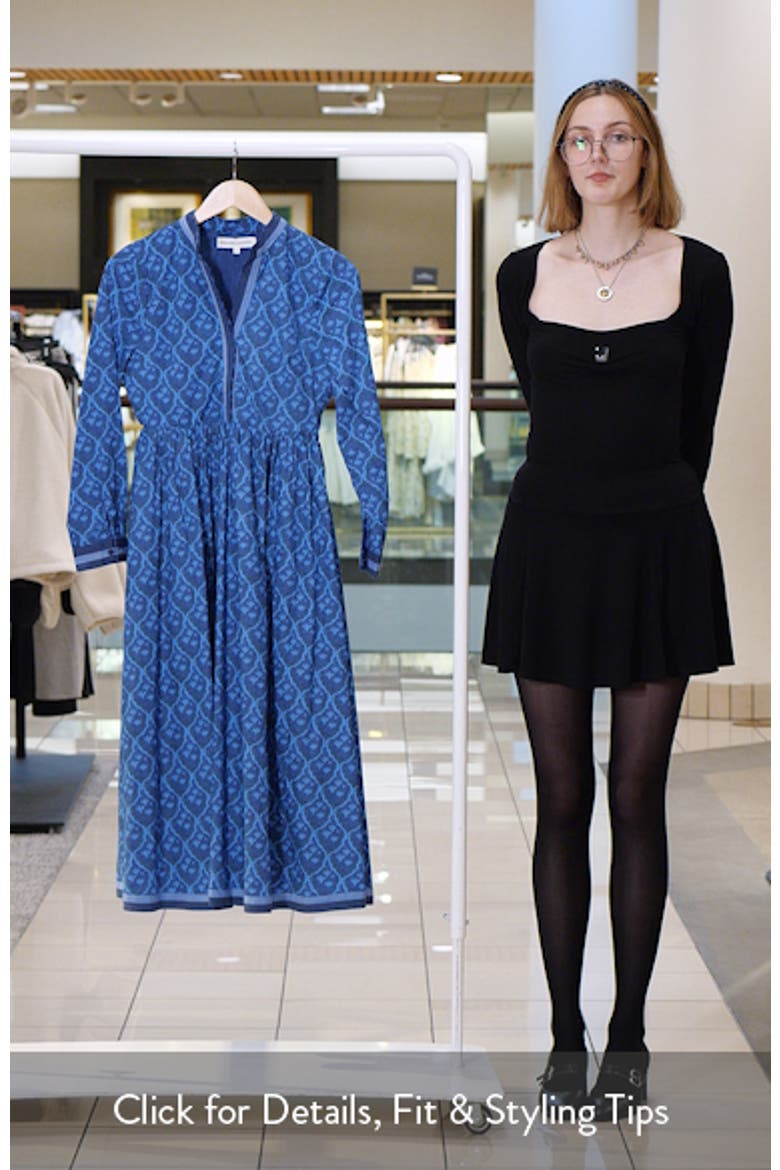 Stripe Trim Long Sleeve Midi Dress video