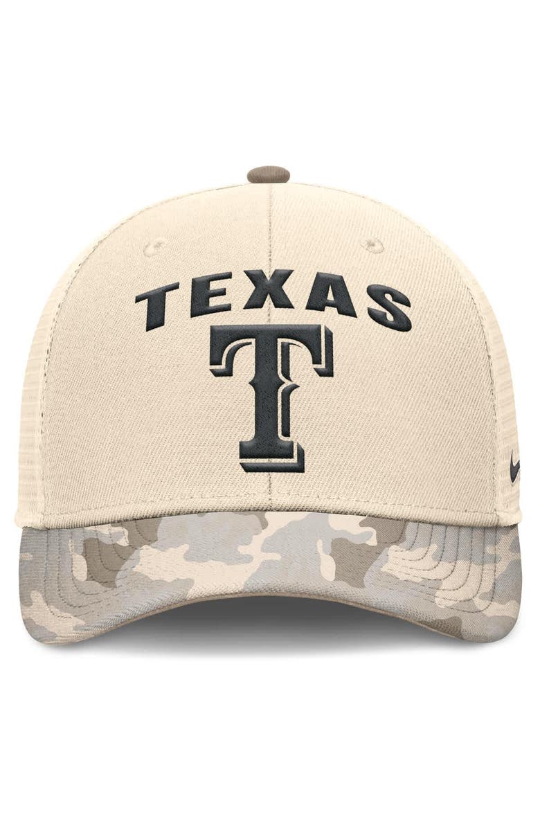 Nike Men's Nike Natural Texas Rangers Camo Natural Pack Rise Adjustable Trucker Hat, Alternate, color,