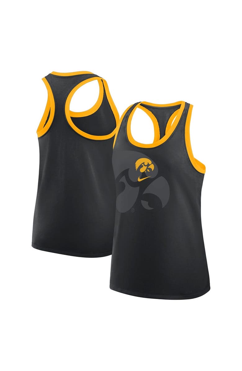 Nike Women's Nike Black Iowa Hawkeyes Primetime Racerback Tri-Blend Tank Top, Alternate, color,