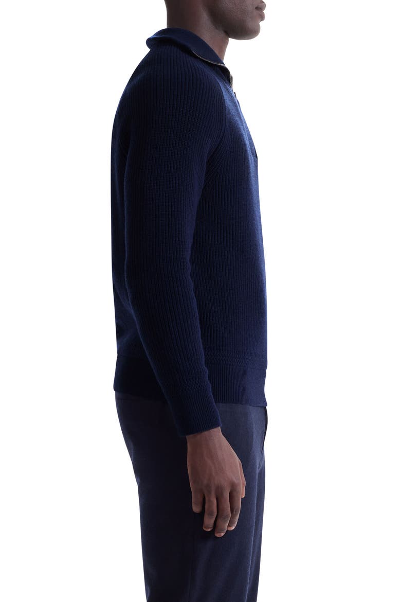 Merino Wool & Cotton Quarter Zip Pullover, Alternate, color, NAVY