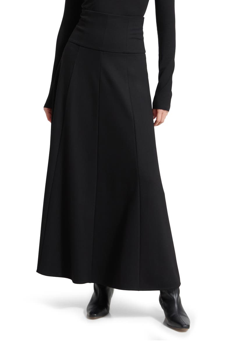 India Ponte Maxi Skirt, Main, color, BLACK